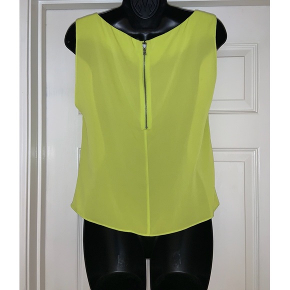 Alice & Olivia Silk Bateau Neckline Blouse in Neon Green - Picture 9 of 11